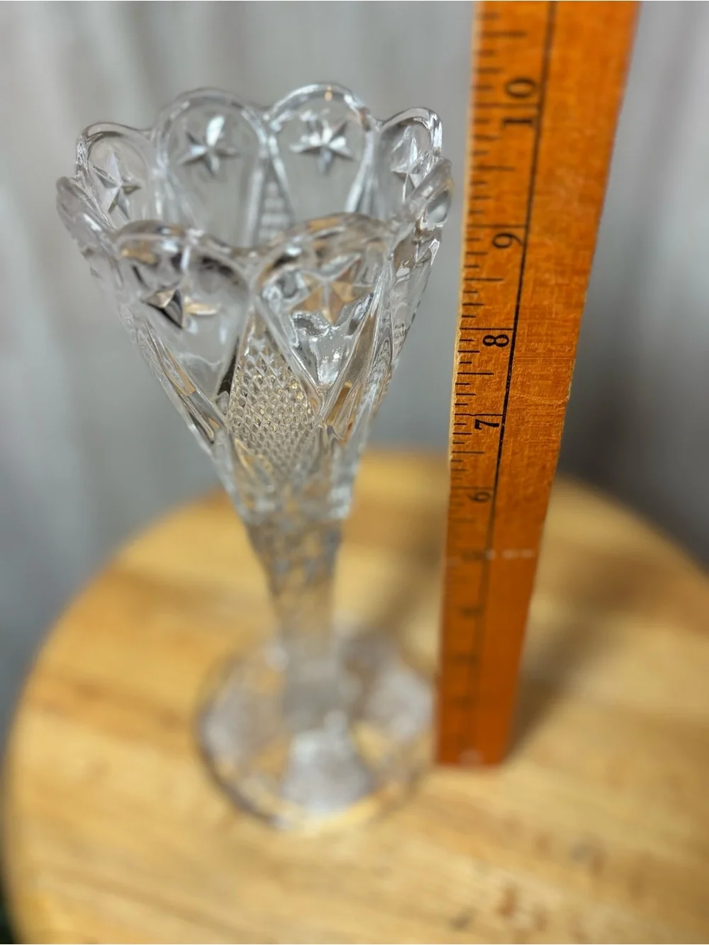 Antique 1910 McKee Fentec Clear Pressed Glass Chalice Vase EAPG Home Decor